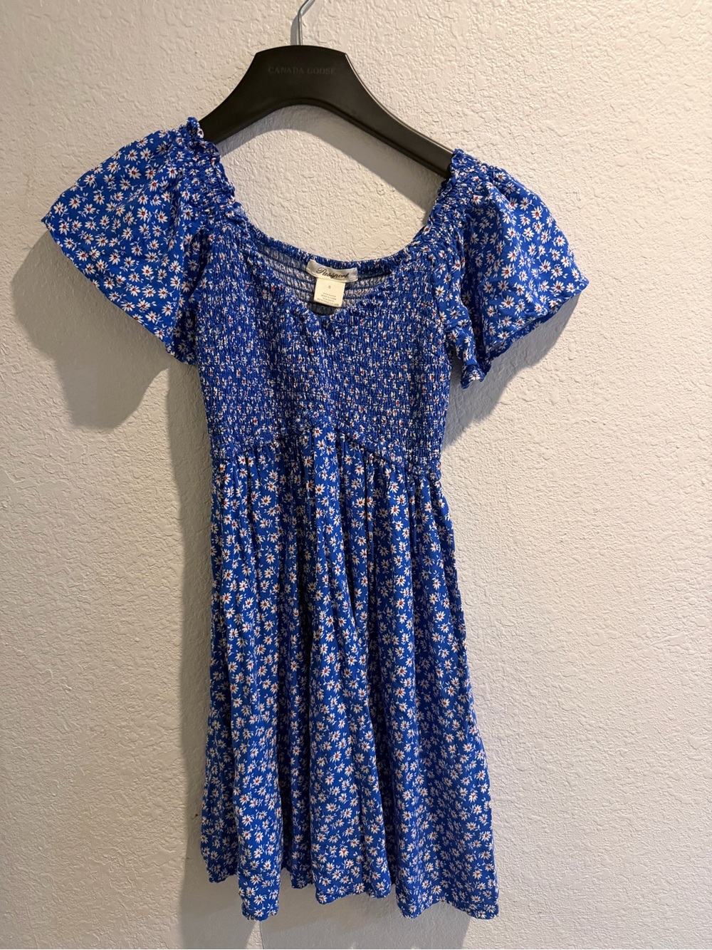 Blue Floral Smocked Mini Dress